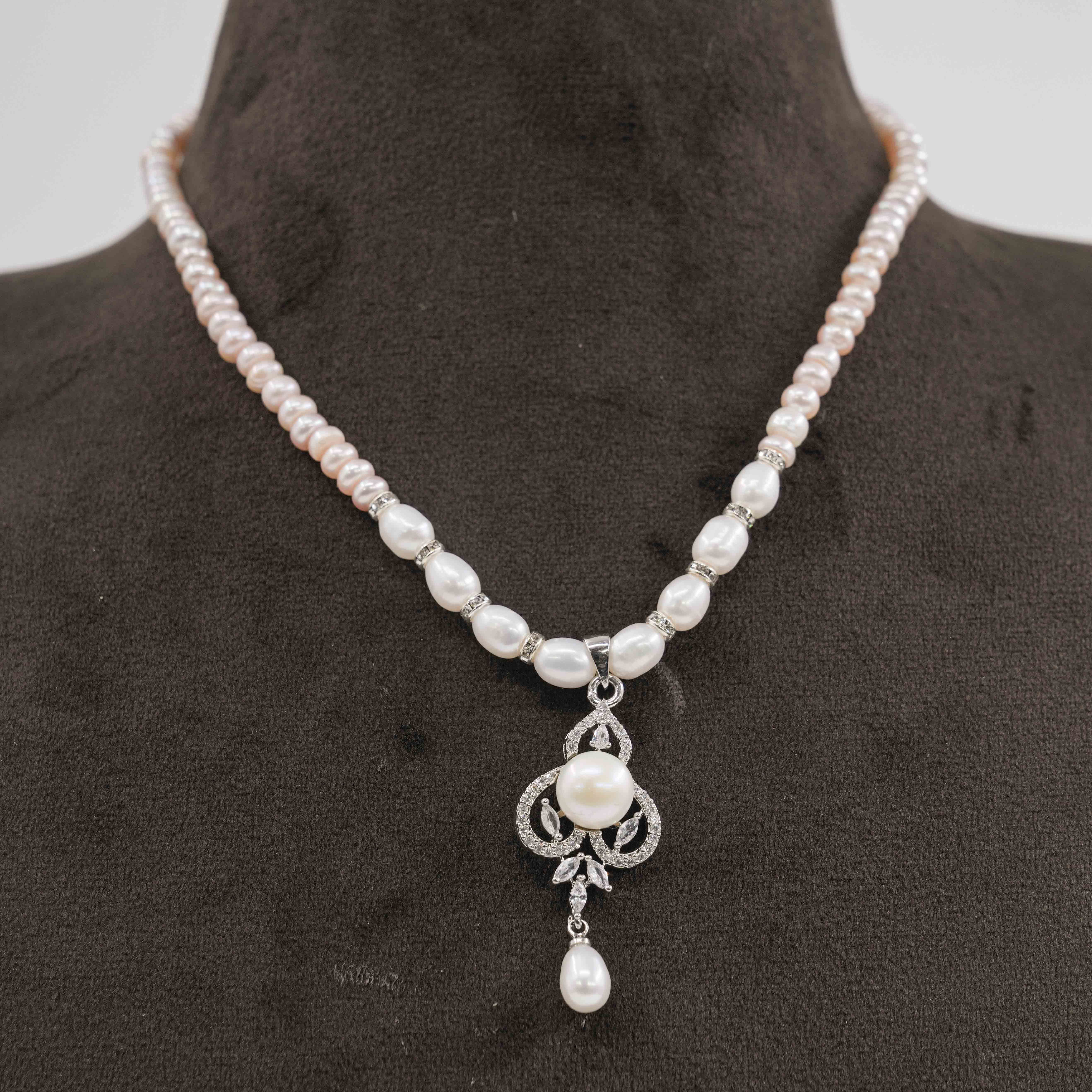 Order Rice and Flat Pearl Necklace Set online in Hyderabad